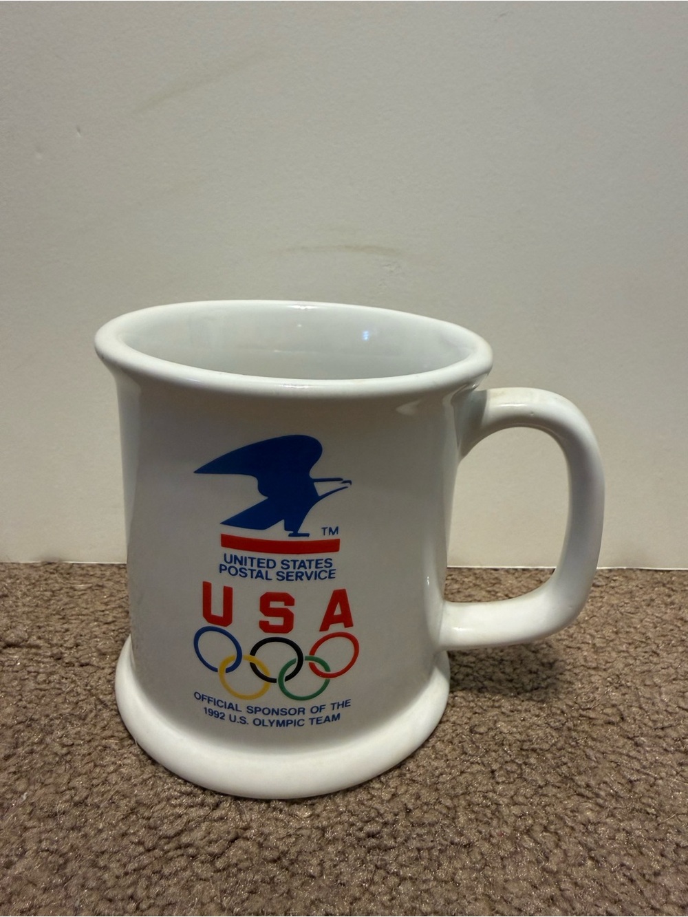2017 United States Postal Service USA Olympic Ceramic Mug White with Red & Blue